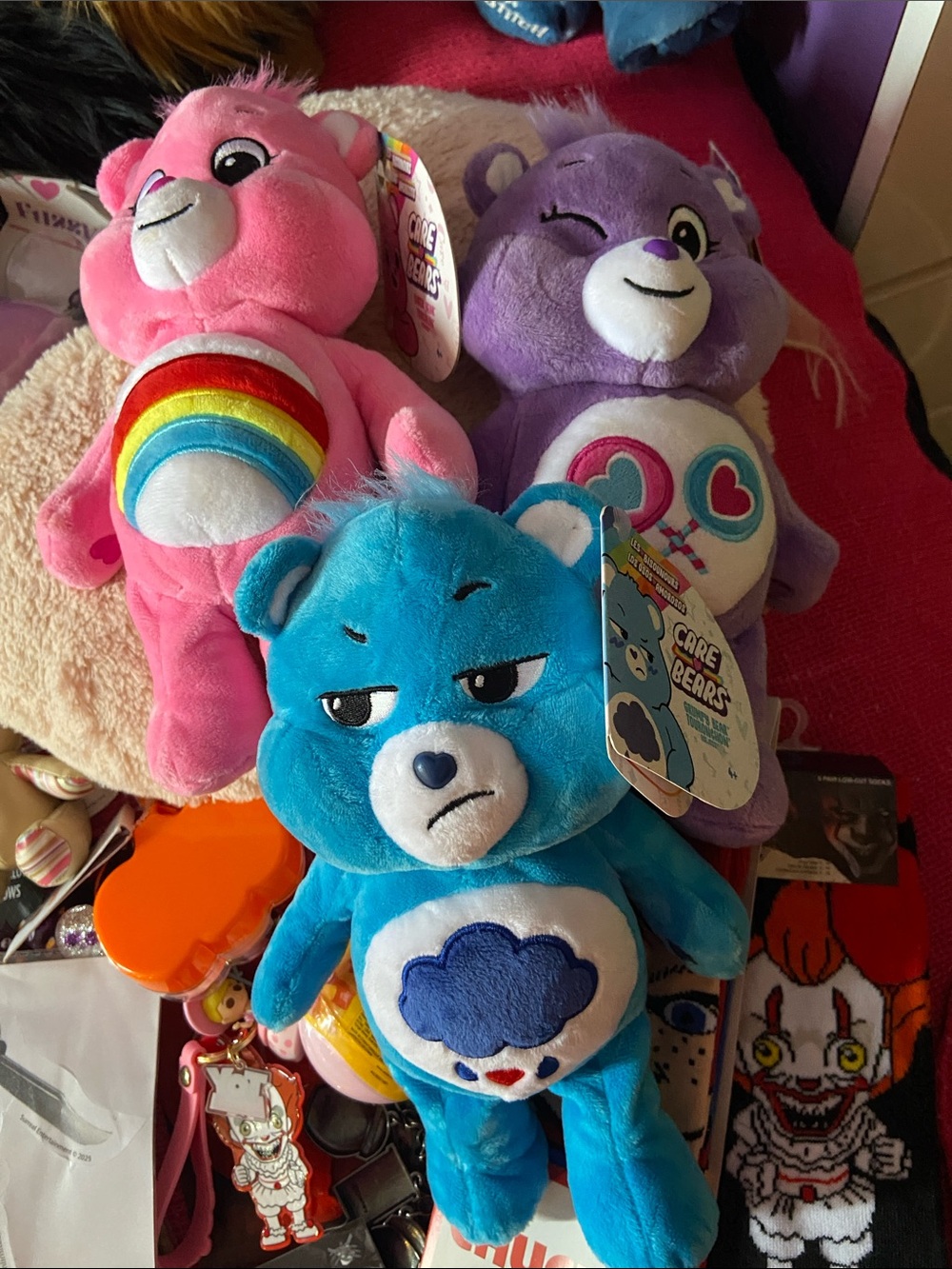 Care Bears Plush Trio - Pink, Purple & Blue Collectible Stuffed Bears